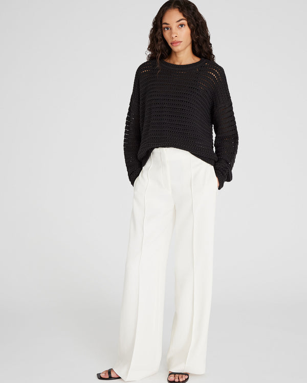 Club Monaco Mixed-Yarn Open-Stitch Sweater Black