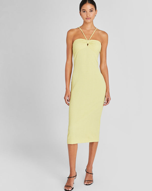Club Monaco Mock Smock Midi Dress Chartreuse