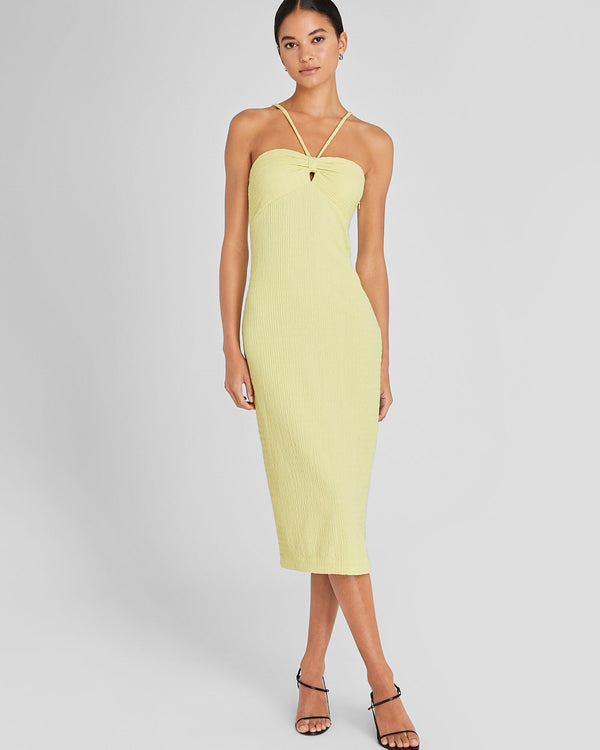 club monaco Mock Smock Midi Dress Chartreuse