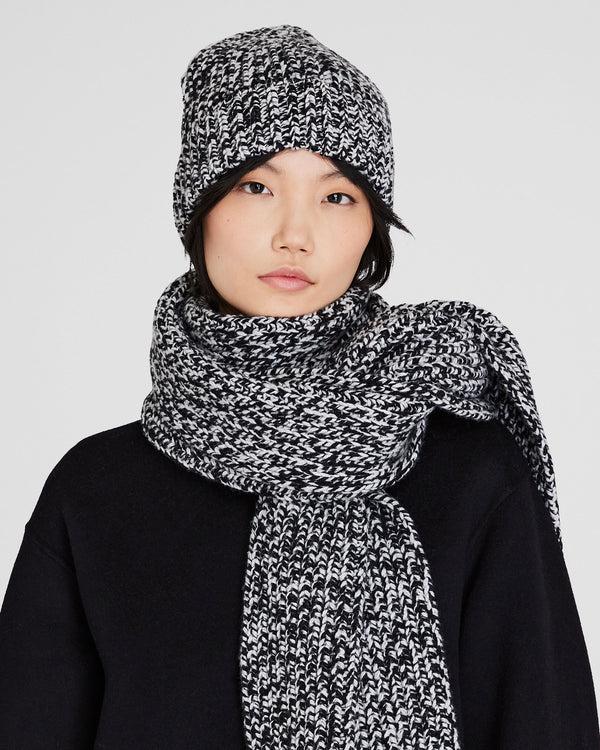 Club Monaco Novelty Ribbed-Knit Hat Black