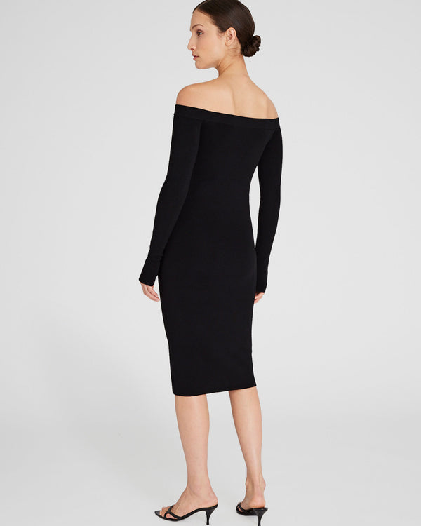 Club Monaco Off-The-Shoulder Sweater Dress Black