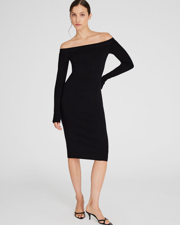 club monaco Off-The-Shoulder Sweater Dress Black