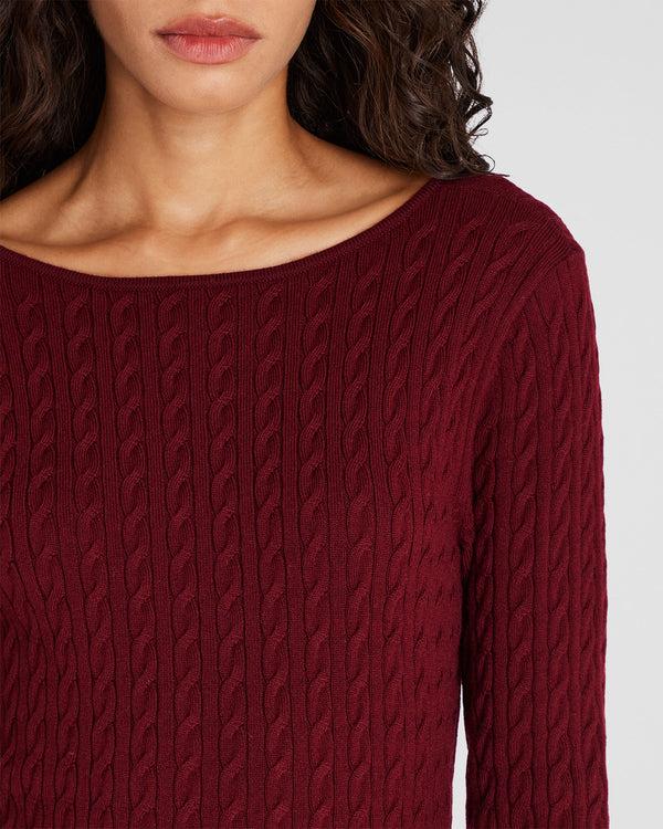 Club Monaco Open Back Cable-Knit Midi Dress Maroon