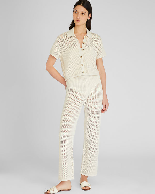 Club Monaco Open Stitch Button-Down Sweater Ivory
