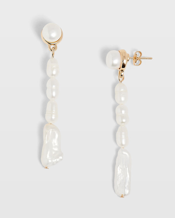 club monaco Pearl Dangling Earrings Gold