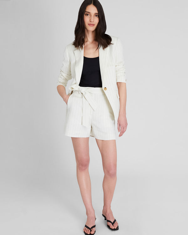 Club Monaco Pinstripe Linen Blend Short Ivory Mix