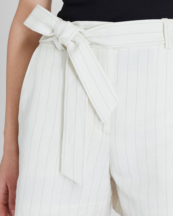 Club Monaco Pinstripe Linen Blend Short Ivory Mix