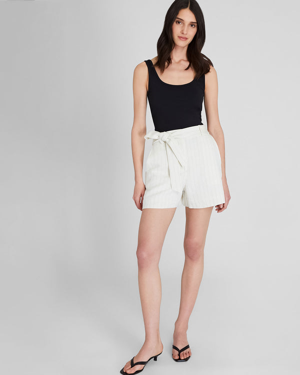 club monaco Pinstripe Linen Blend Short Ivory Mix