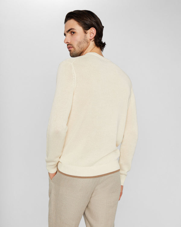 Club Monaco Plaited Linen Crew Sweater White