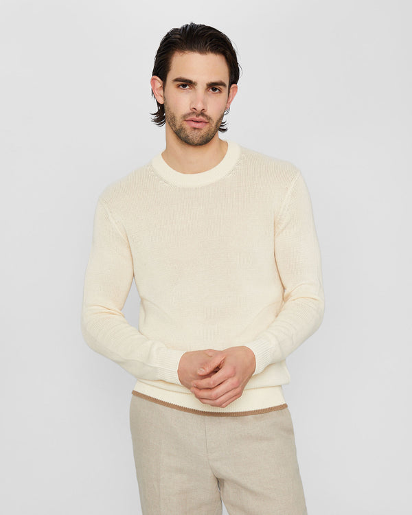 club monaco Plaited Linen Crew Sweater White