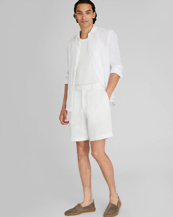Club Monaco Pleated Linen Short Blanc De Blanc