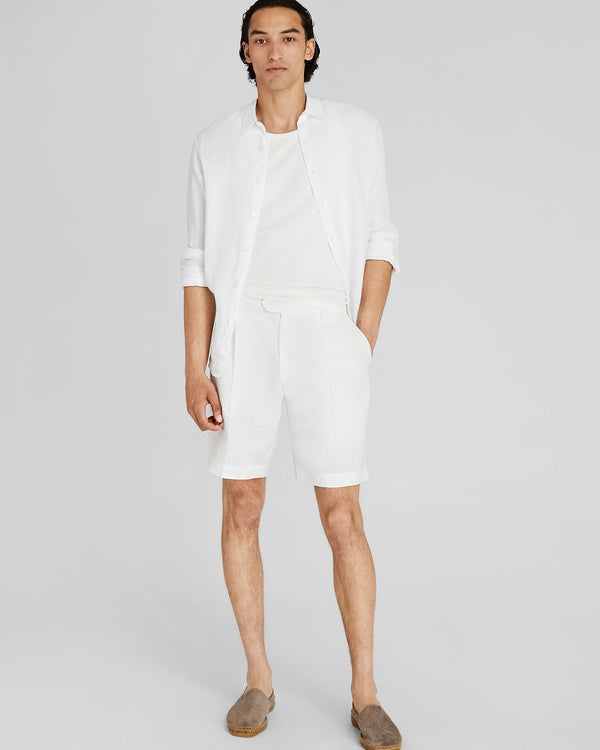 club monaco Pleated Linen Short Blanc De Blanc