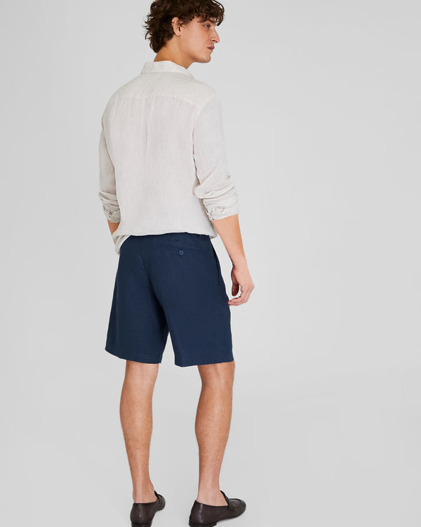 Club Monaco Pleated Linen Short Navy Base