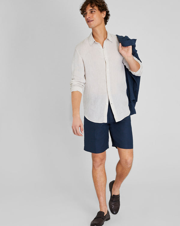 Club Monaco Pleated Linen Short Navy Base