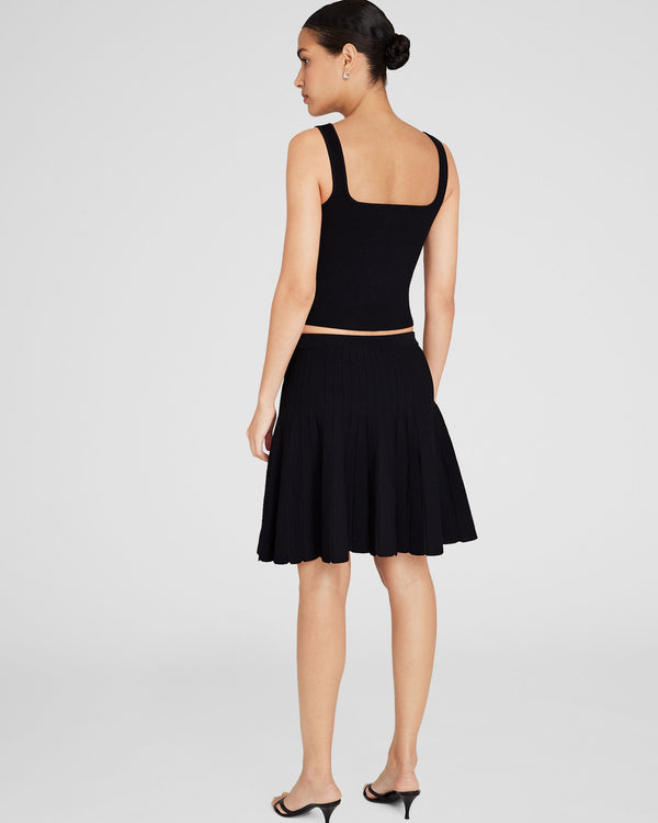 Club Monaco Pleated Mini Knit Skirt Black
