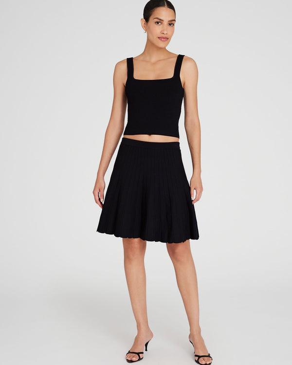 Club Monaco Pleated Mini Knit Skirt Black