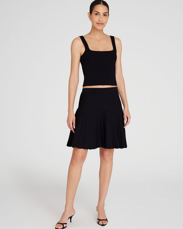 club monaco Pleated Mini Knit Skirt Black