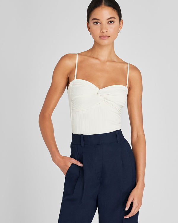 Club Monaco Plissé Bustier Top Antique White