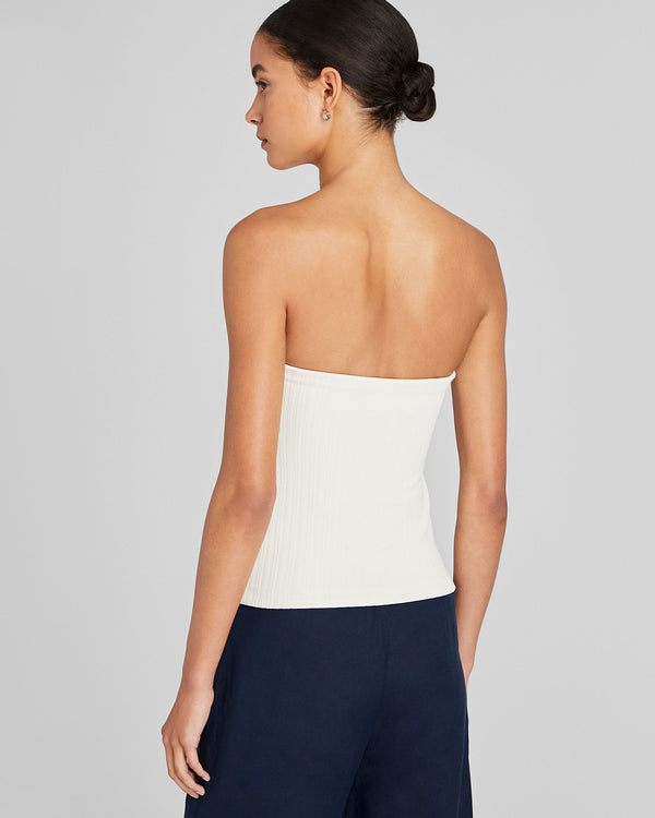 Club Monaco Plissé Bustier Top Antique White