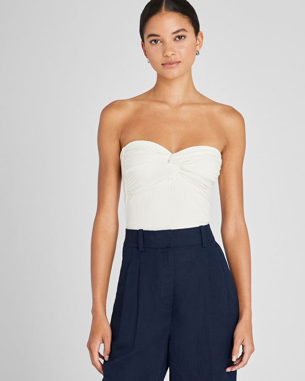 club monaco Plissé Bustier Top Antique White