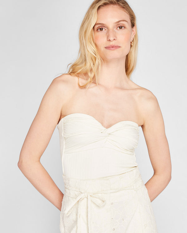 club monaco Plissé Bustier Top Beige