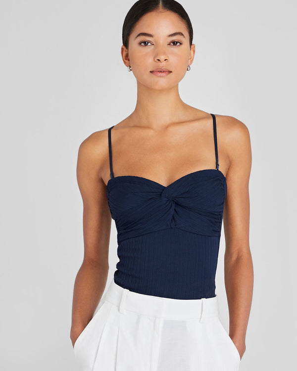 Club Monaco Plissé Bustier Top Navy