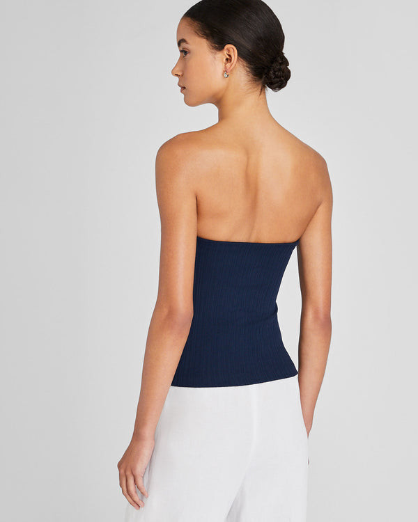 Club Monaco Plissé Bustier Top Navy