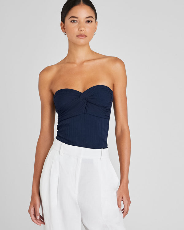 club monaco Plissé Bustier Top Navy