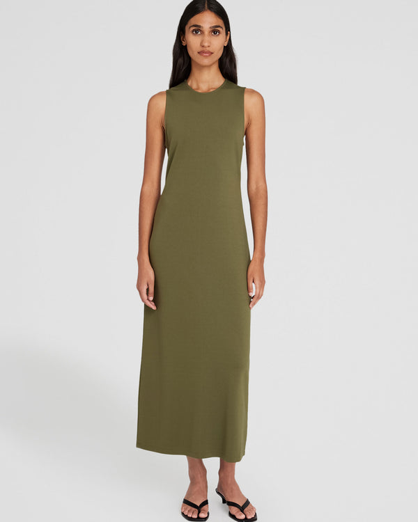 Club Monaco Ponte-Knit Maxi Dress Peat Moss