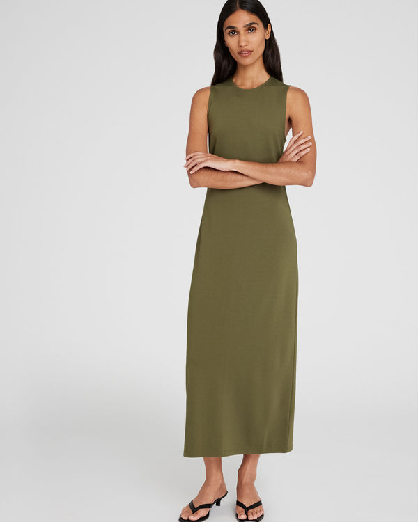 club monaco Ponte-Knit Maxi Dress Peat Moss