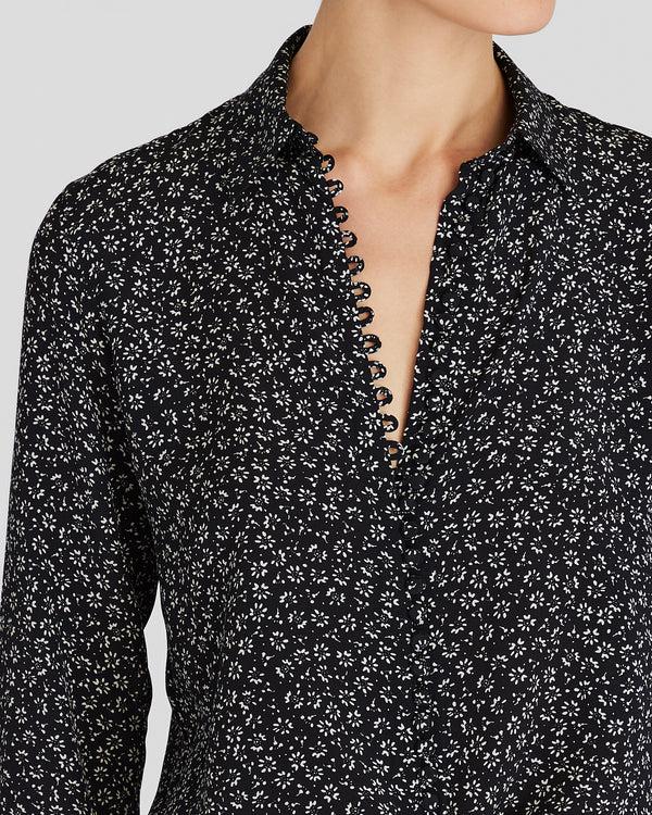 Club Monaco Printed Helek Silk Shirt Black Base