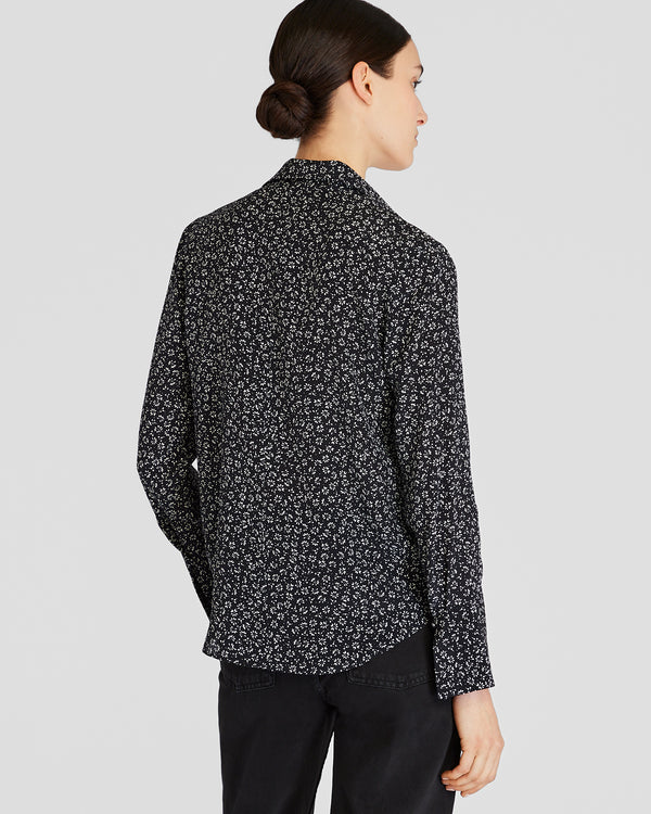 Club Monaco Printed Helek Silk Shirt Black Base