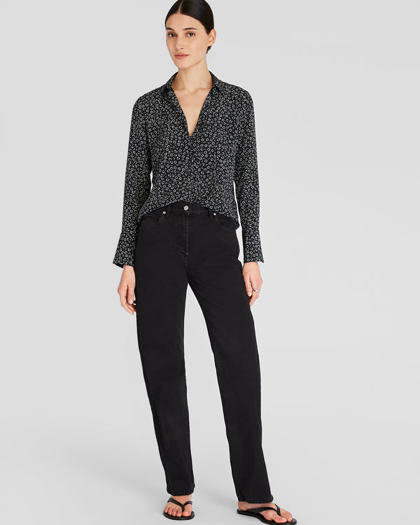 Club Monaco Printed Helek Silk Shirt Black Base