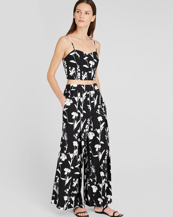 Club Monaco Printed Smocked Bandeau Top Black Base