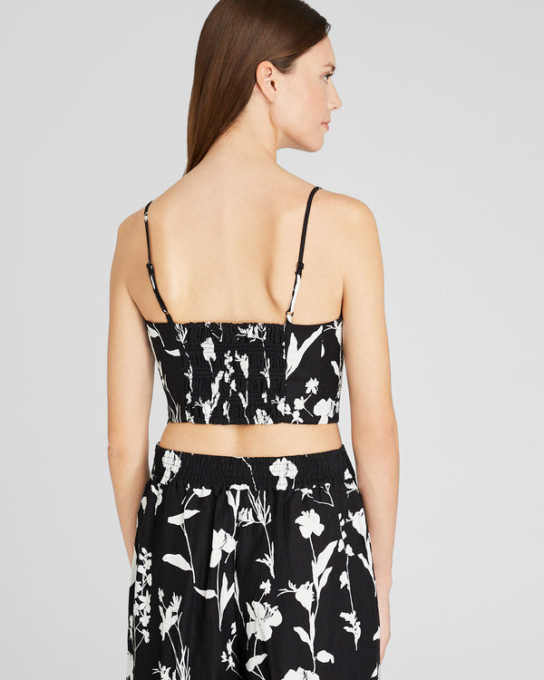 Club Monaco Printed Smocked Bandeau Top Black Base