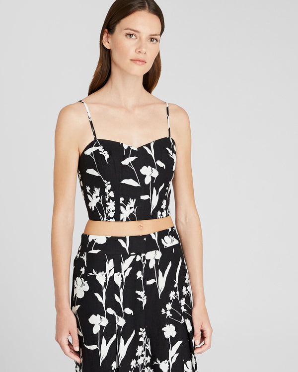 club monaco Printed Smocked Bandeau Top Black Base