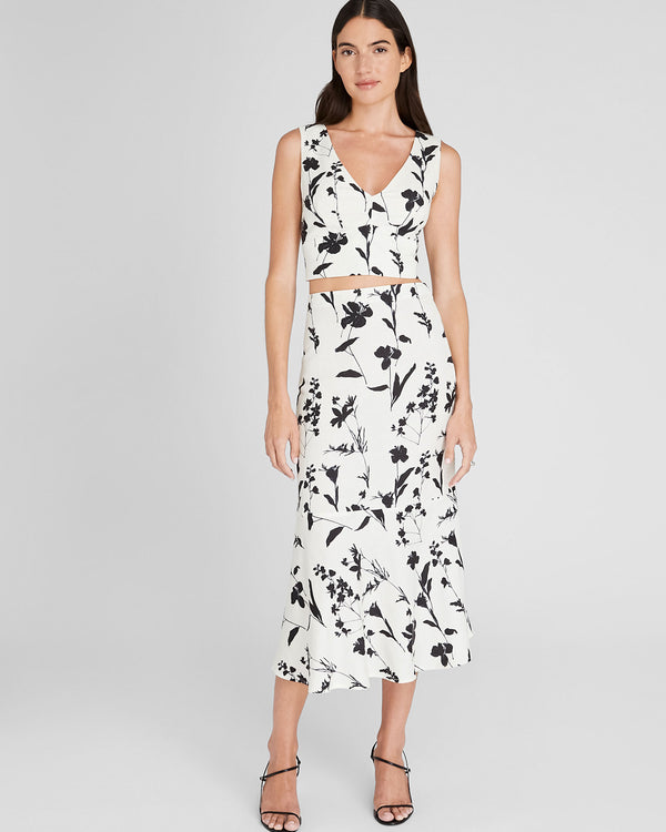 Club Monaco Printed V-Neck Shell Top White