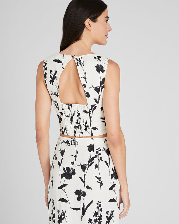 Club Monaco Printed V-Neck Shell Top White