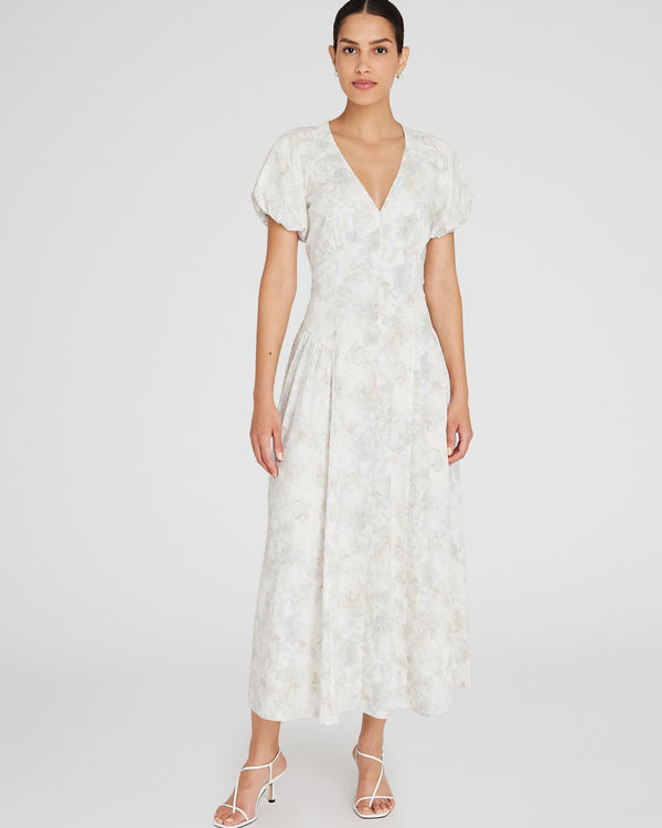 Club Monaco Puff Sleeve Maxi Dress Cream Base