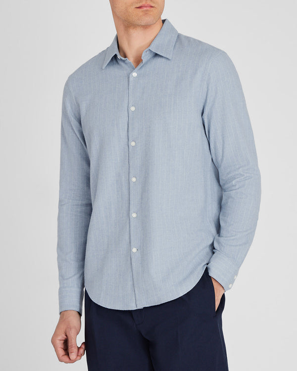club monaco Refined Pinstripe Twill Shirt Blue Mix