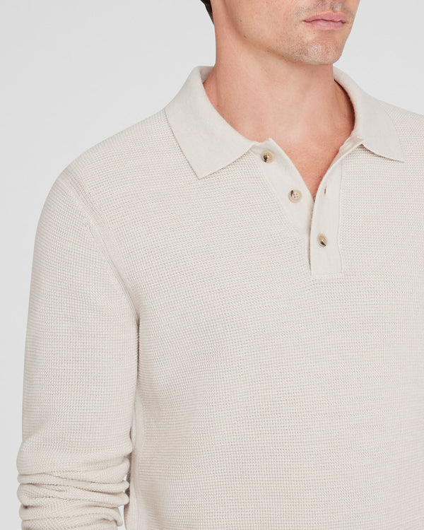 Club Monaco Refined Textured Wool Polo Cream