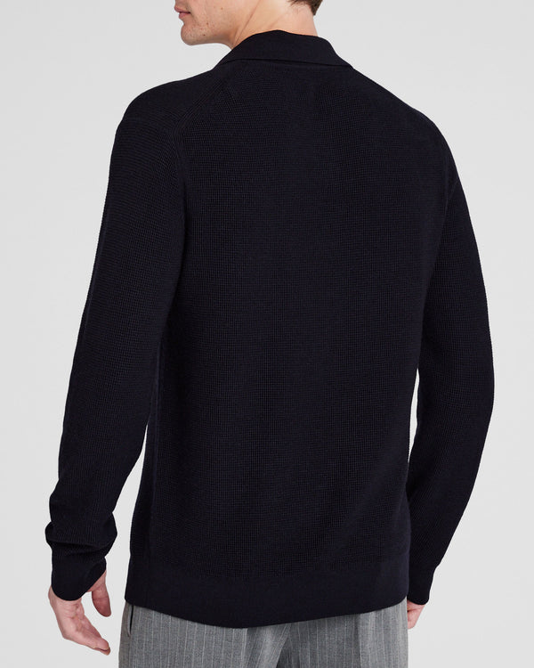 Club Monaco Refined Textured Wool Polo Navy