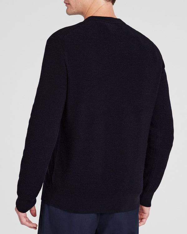 Club Monaco Refined Textured Wool Sweater Navy