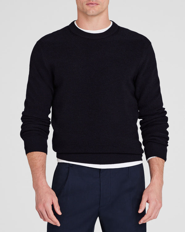 club monaco Refined Textured Wool Sweater Navy