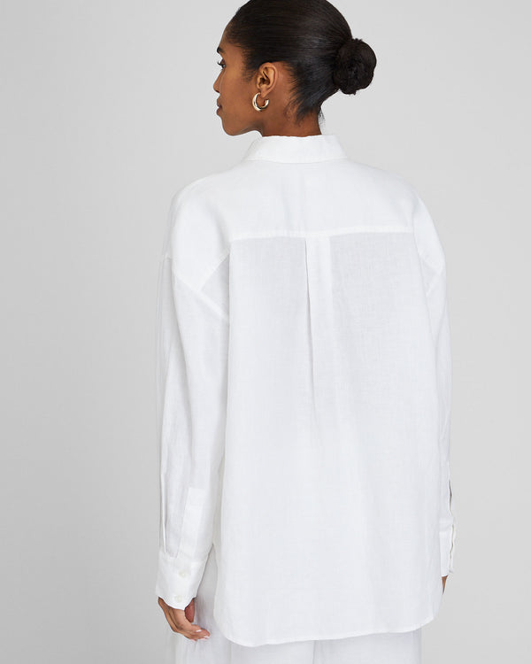 Club Monaco Relaxed Linen Button-Down Shirt White