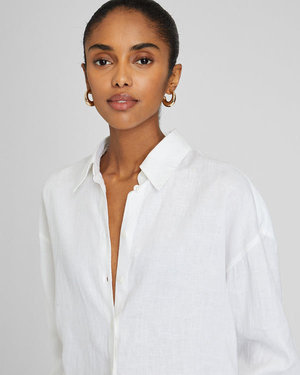 Club Monaco Relaxed Linen Button-Down Shirt White
