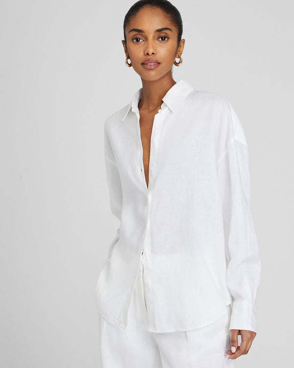 club monaco Relaxed Linen Button-Down Shirt White