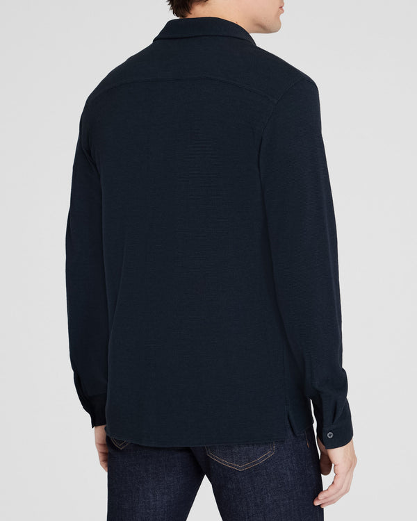 Club Monaco Relaxed Waffle Knit Shirt Blue