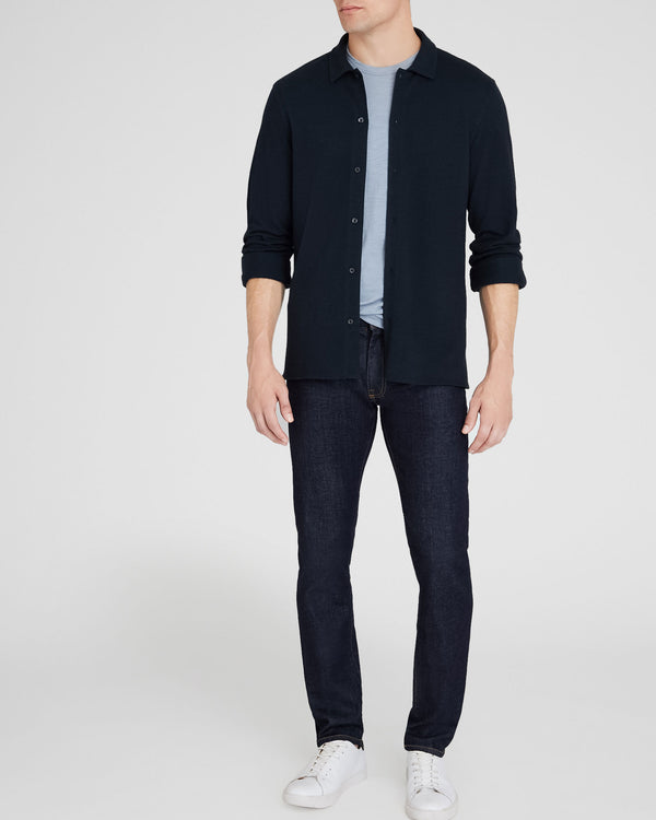 Club Monaco Relaxed Waffle Knit Shirt Blue