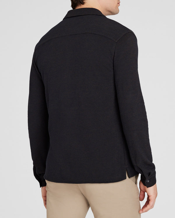Club Monaco Relaxed Waffle Knit Shirt Brown Mix